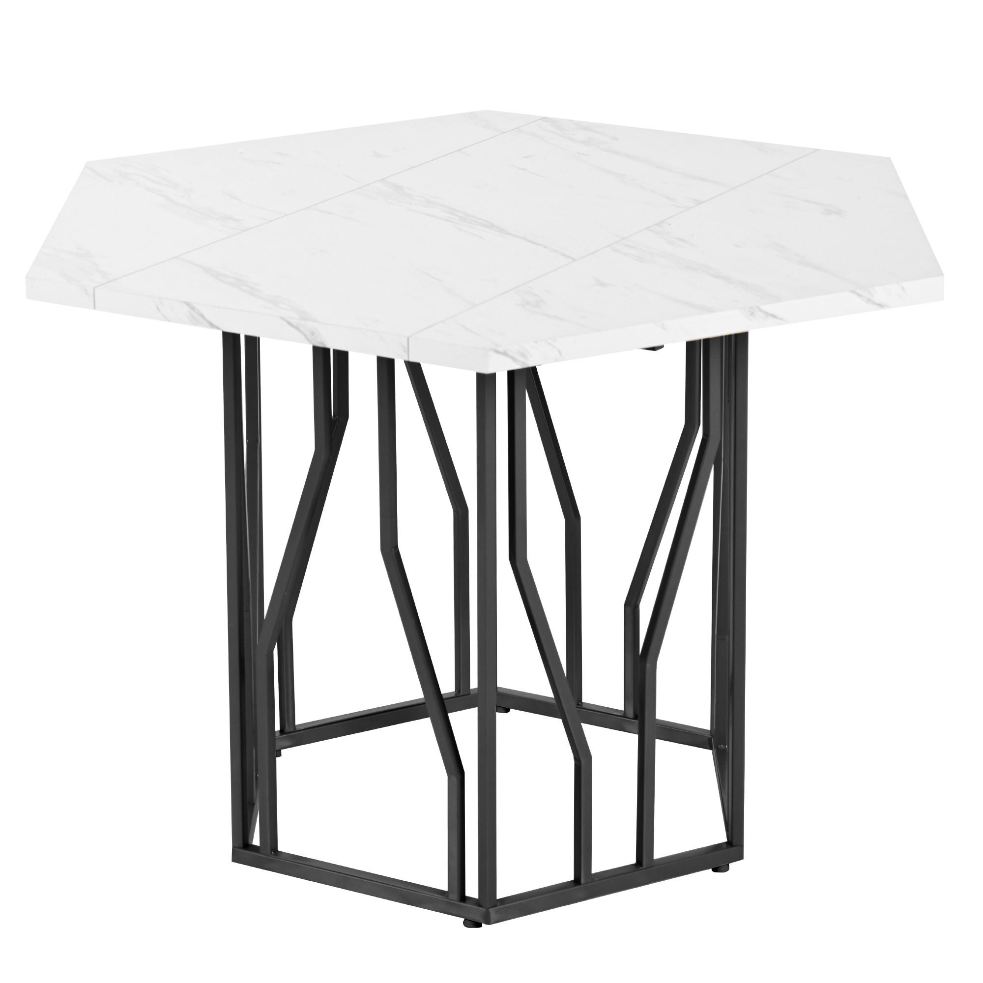 ESSTISCH sechseckig 115,5/100/75 cm DE-39659 Weiß/Schwarz - Schwarz, Holzwerkstoff (100/115.5/75cm) - ComfortXL
