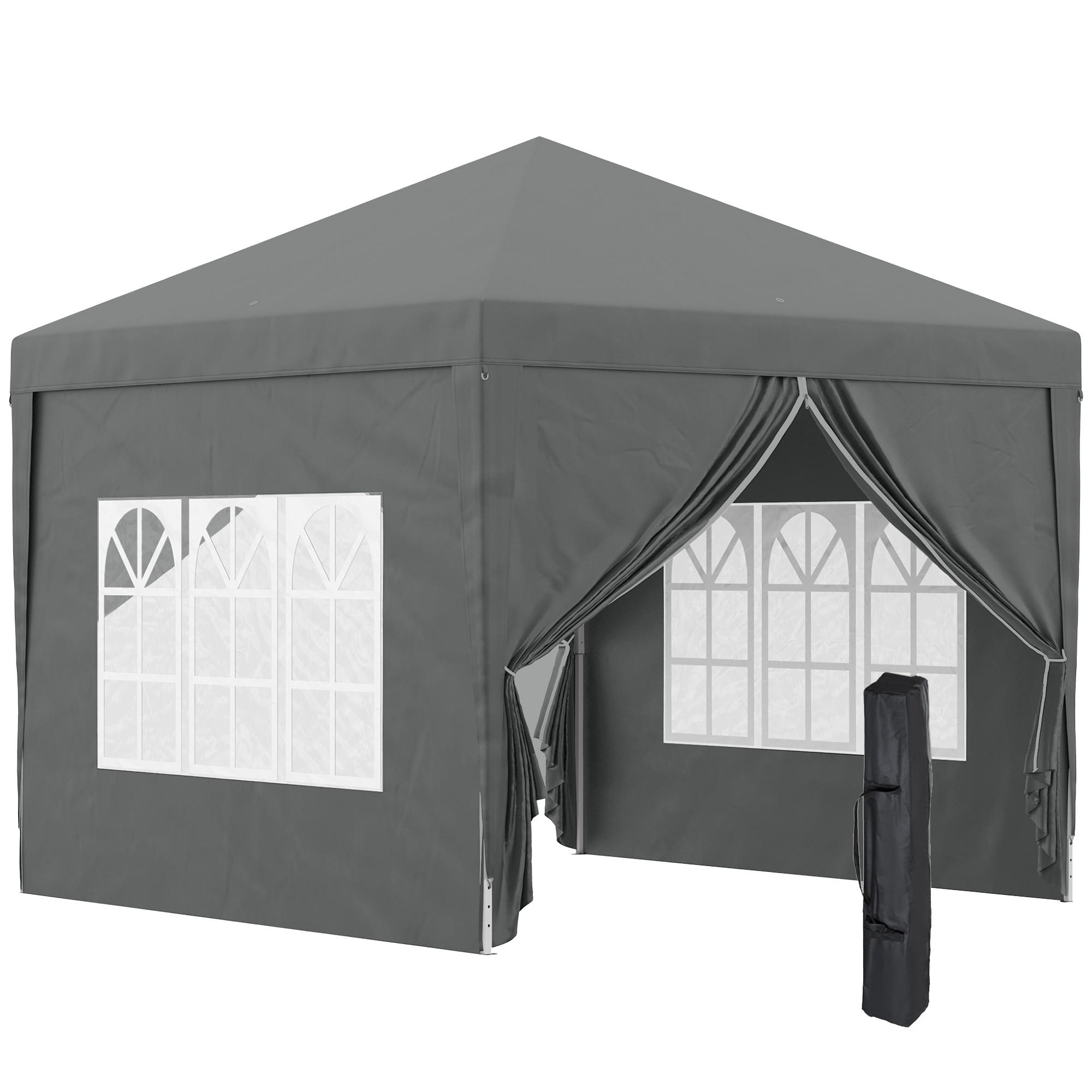 PAVILLON ca.3x3m, wasserabweisend Stabil Winterfest Pop-up Faltpavillon Grau - Grau, Textil/Metall (295/258/295cm) - Outsunny