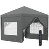 PAVILLON ca.3x3m, wasserabweisend Stabil Winterfest Pop-up Faltpavillon Grau - Grau, Textil/Metall (295/258/295cm) - Outsunny