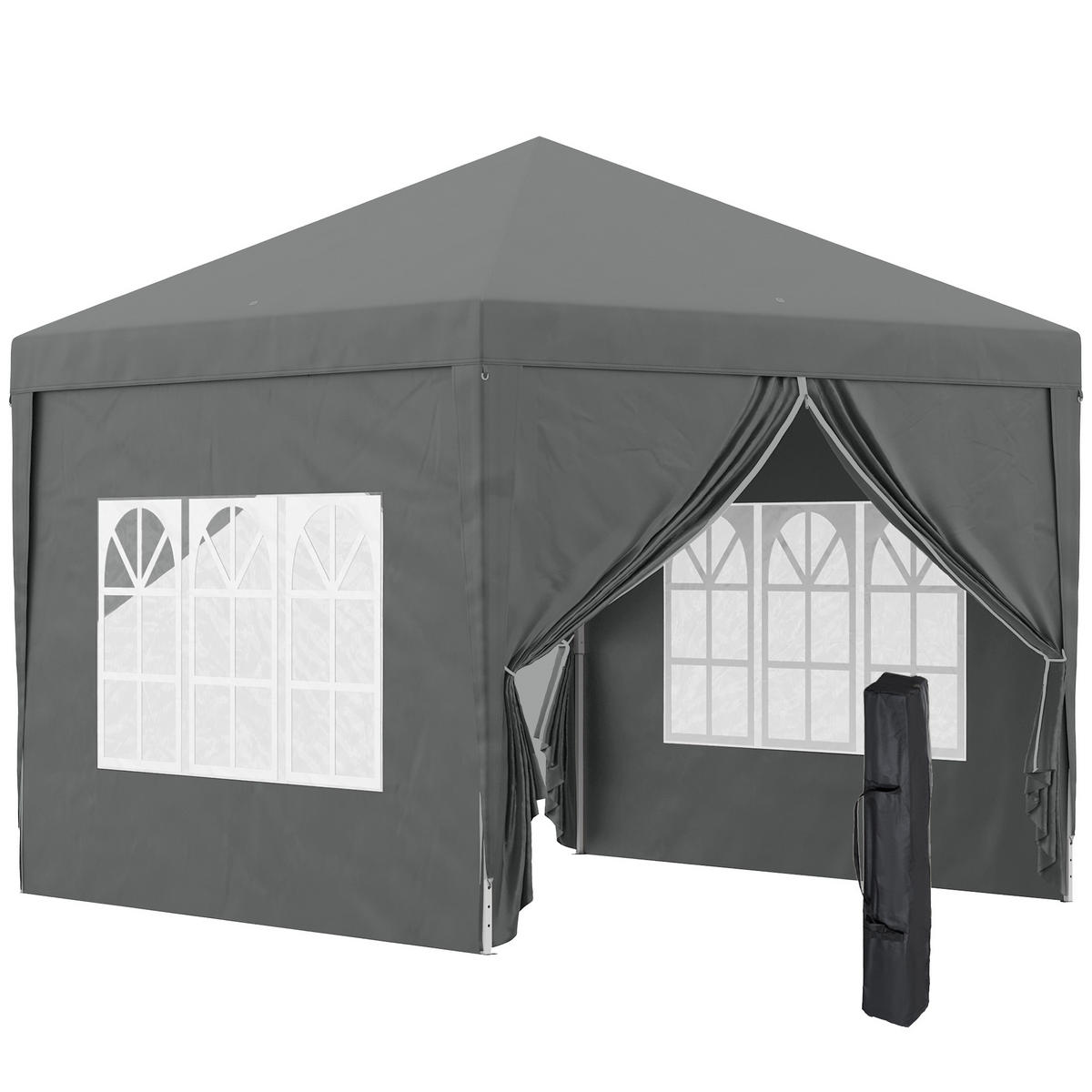 PAVILLON ca.3x3m, wasserabweisend Stabil Winterfest Pop-up Faltpavillon Grau - Grau, Textil/Metall (295/258/295cm) - Outsunny