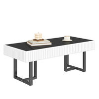 COUCHTISCH 110/50.5/41 cm in Schwarz-Weiß aus MDF und Spanplatte mit hochglänzender Tischplatte - Schwarz, Holzwerkstoff (110/50.5/41cm) - OKMYHOME