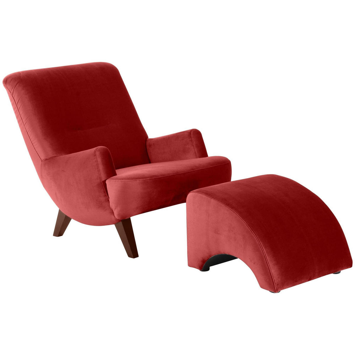 SESSEL Kajsa 71x80x101 Bezug Samtvelours Buche nussbaum/ziegel - Terra cotta/Nussbaumfarben, Kunststoff (101/80/71cm) - 58aufmkessel