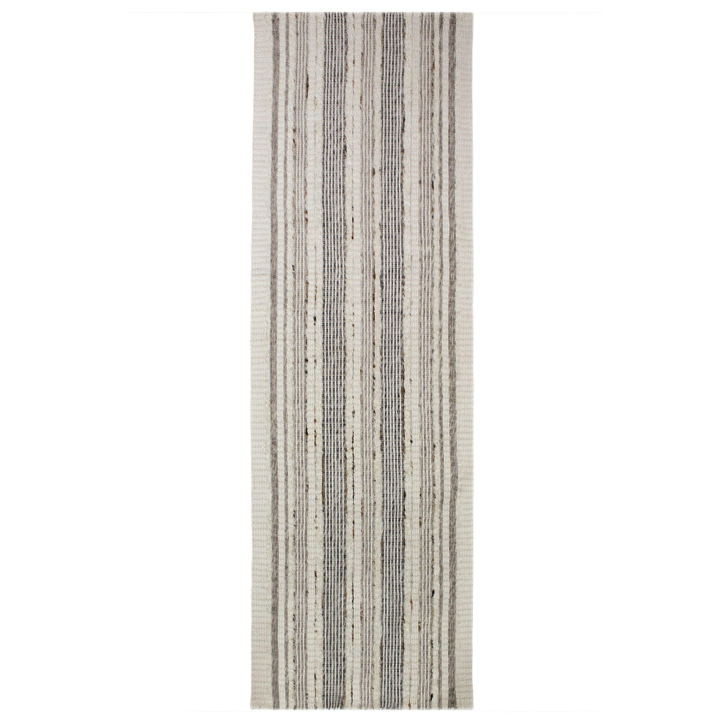 TEPPICH aus Wolle handgewebt HYTHE in Natur, gestreift, 80 x 300 cm - Beige, Textil (80/300cm) - KADIMA DESIGN