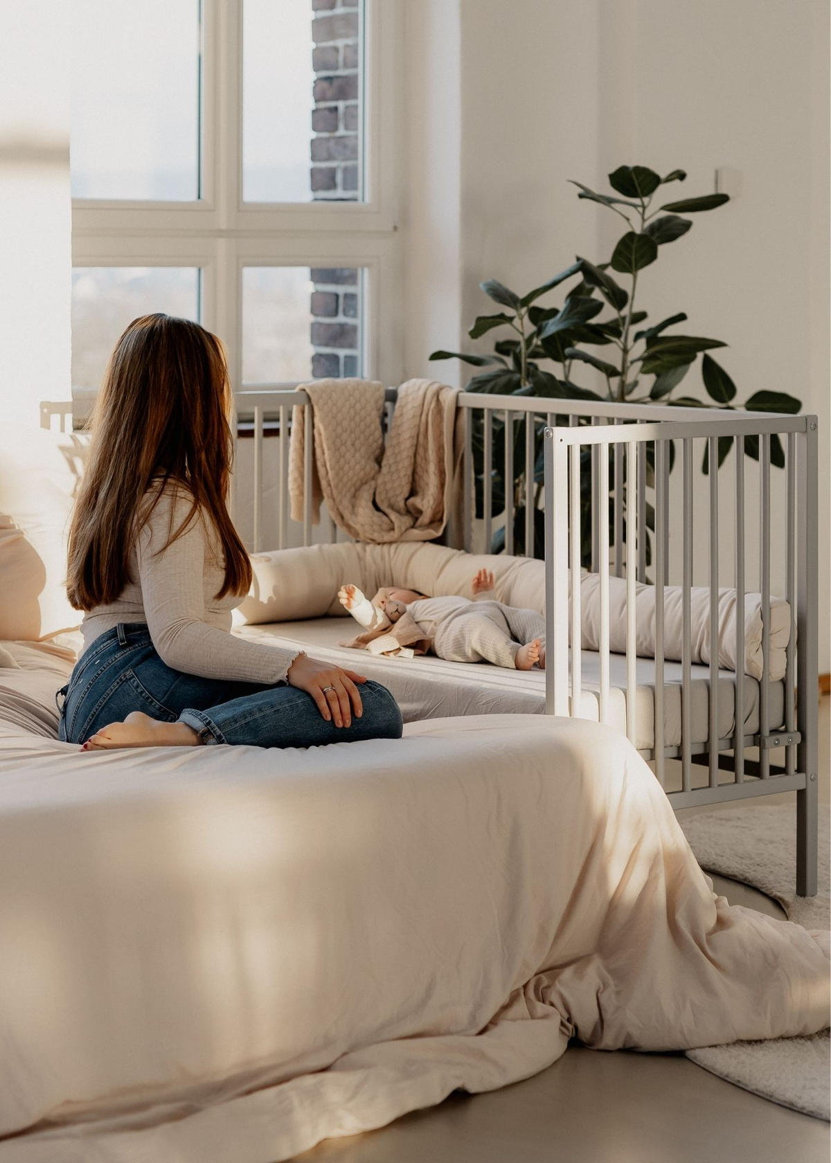BEISTELLBETT mit Matratze & Umbauseite - grau - Dreamy 4 in 1 Bett - Grau, Holz (120/90/60cm) - Sämann – make a difference.