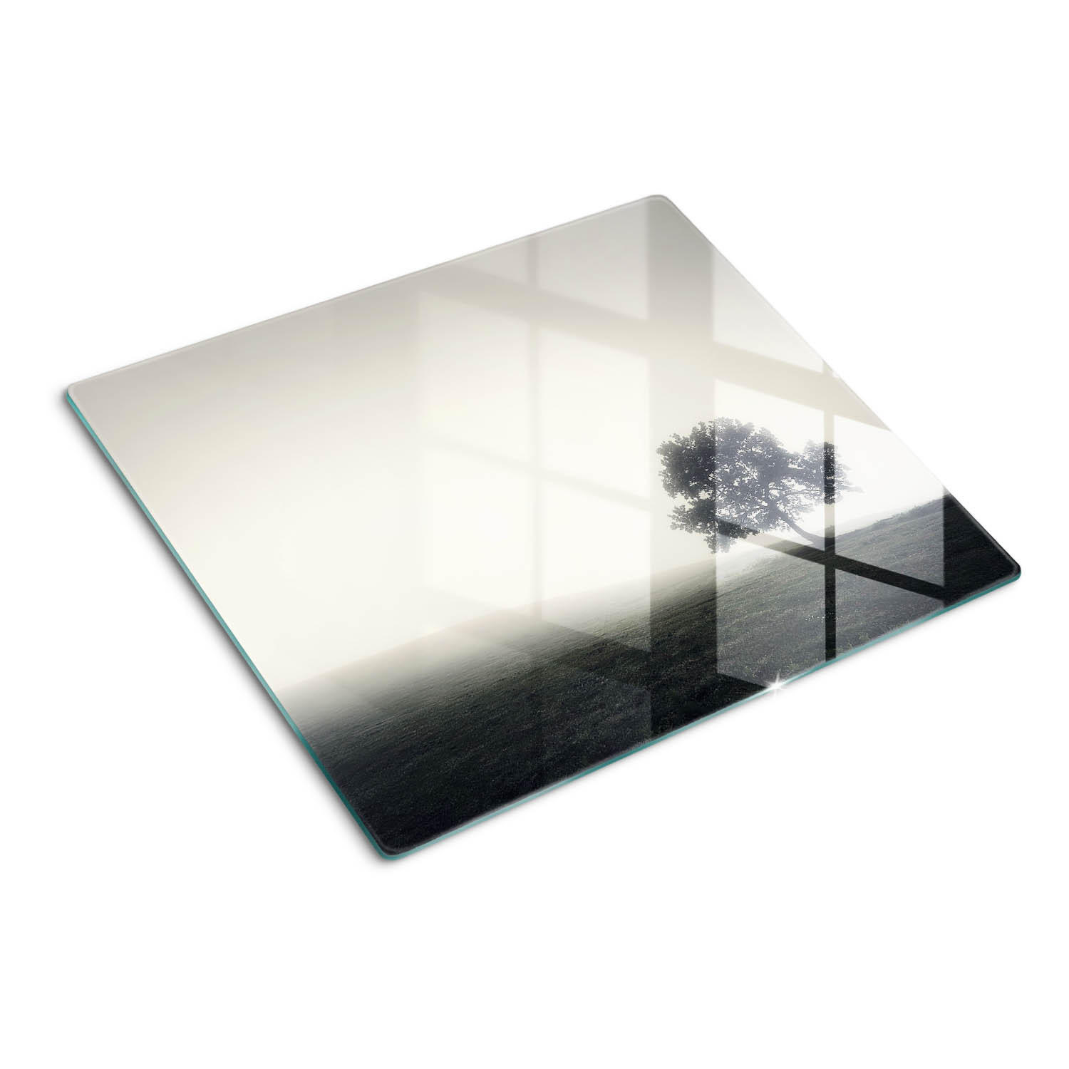 GLASPLATTE 60x52 cm Einsamer Baum - Grau, Glas (60/0.4/52cm) - TULUP