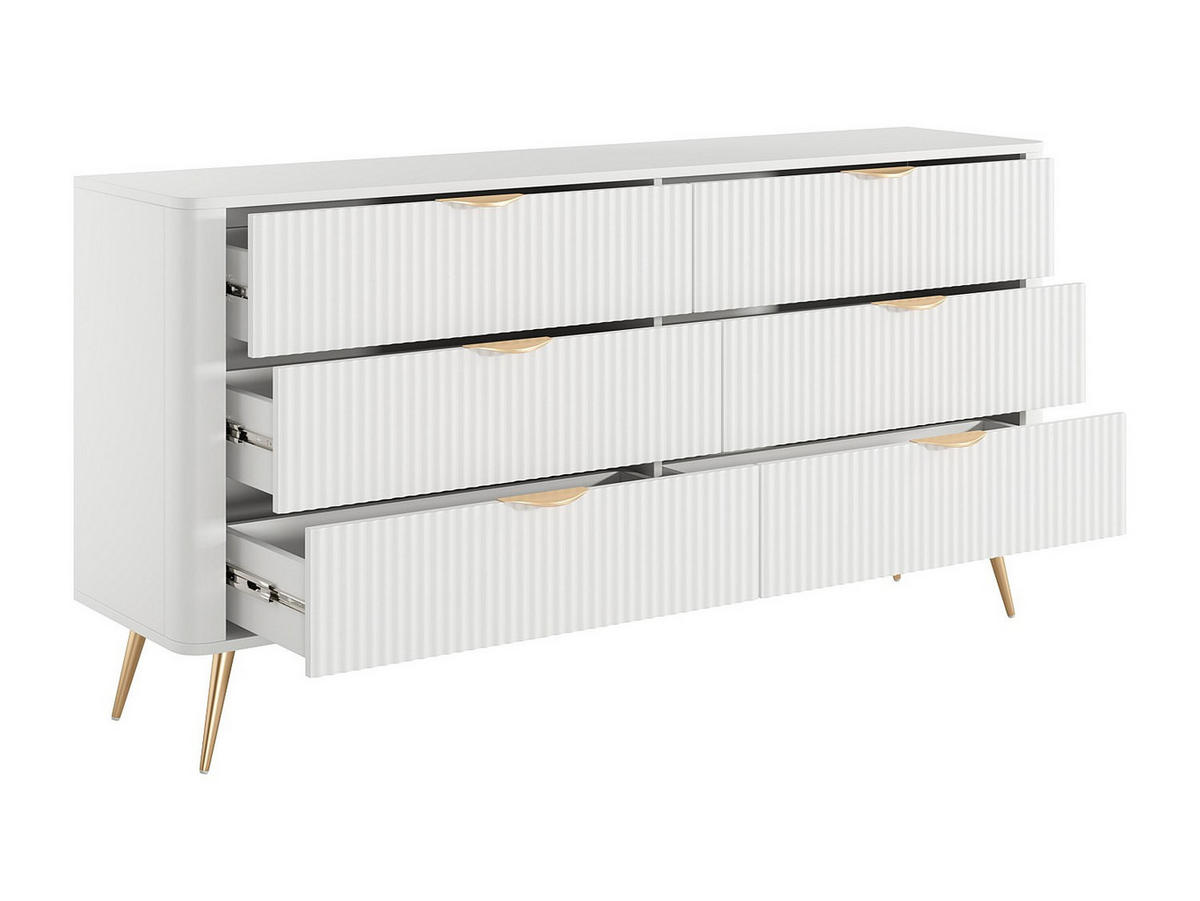 KOMMODE - 163.2 cm x 38 cm - holz - weiß Elonaria - Weiß, Holz/Metall (163/81/38cm) - Vente-Unique