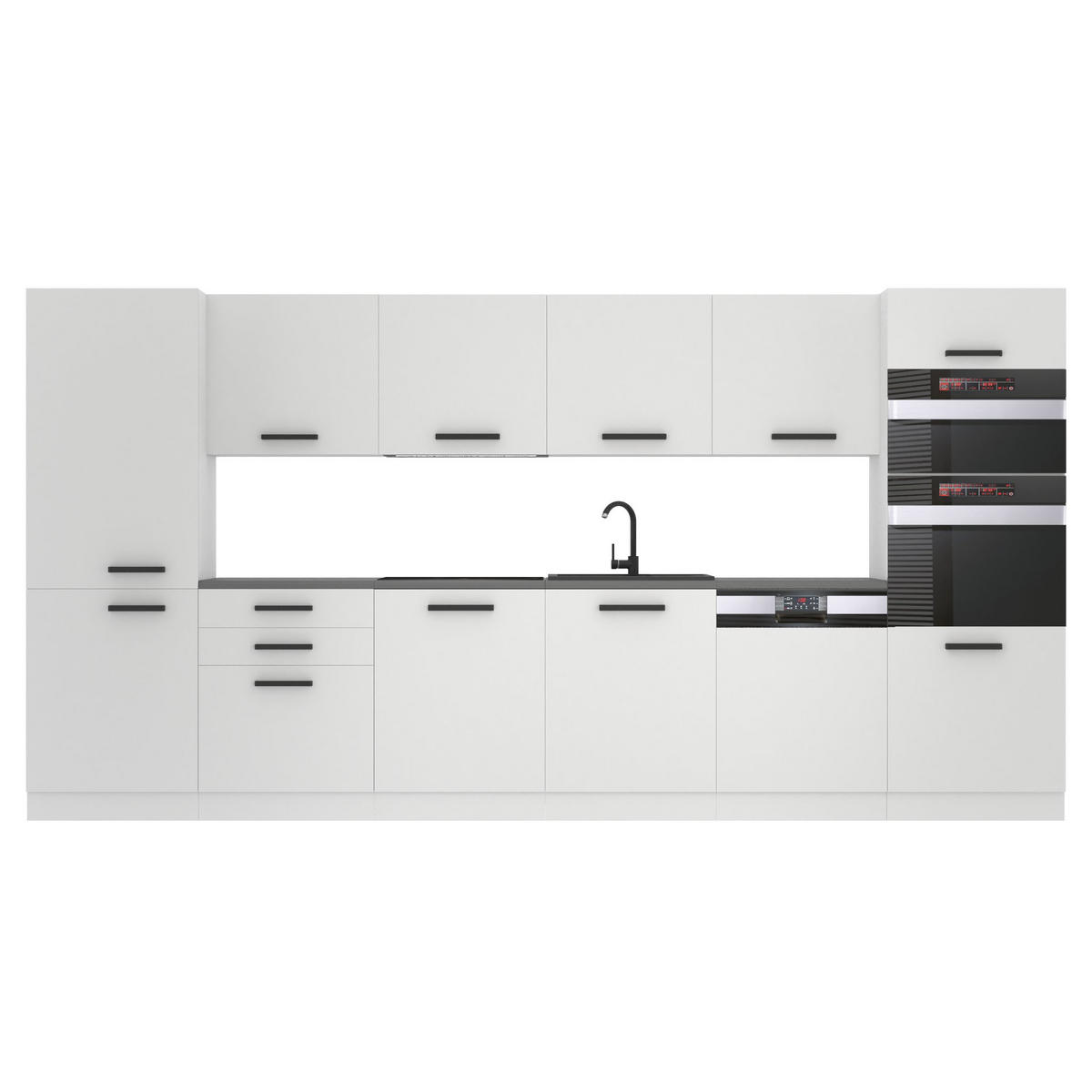 KÜCHENZEILE Naomi 360 cm, ohne Arbeitsplatten, Weiß matt - Weiß, Holz (360/204/60cm) - B BELINI GROUP