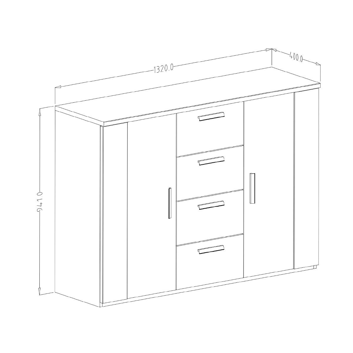 KOMMODE Alec Holz und Schwarz - Schwarz, Holzwerkstoff (132/94.1/40cm) - Petits-meubles