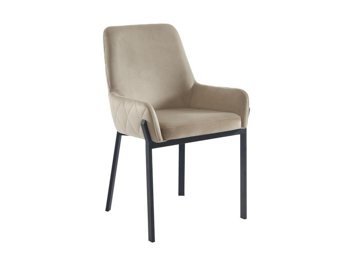 STUHL mit Armlehnen 2er-Set - Samt & Metall - Beige - CAROLONA - Beige, Textil (60.5/85/57cm) - Pascal Morabito