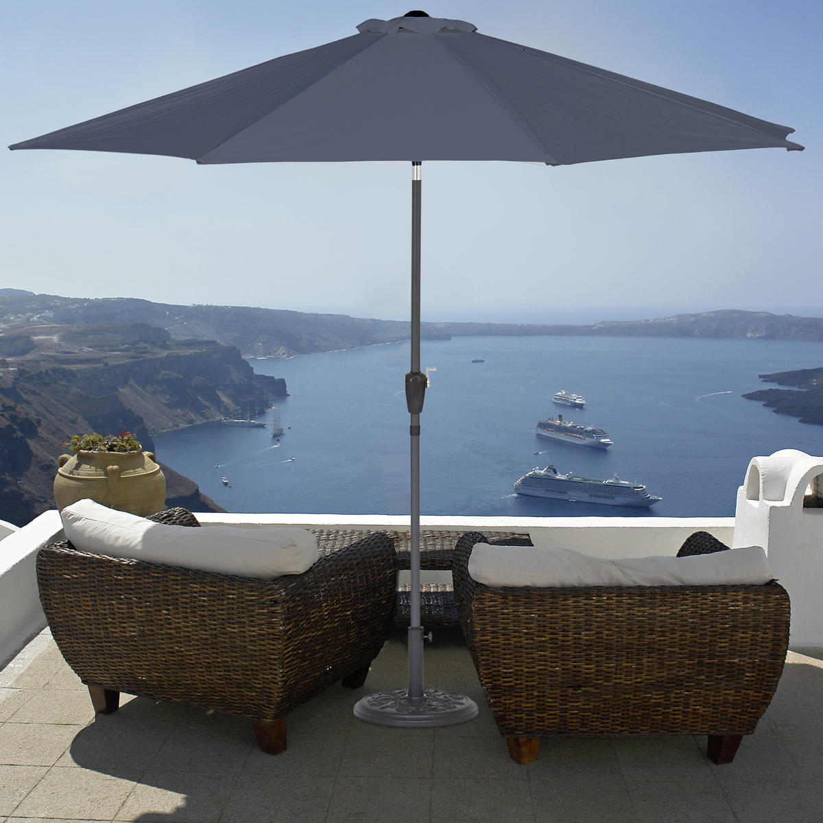 SONNENSCHIRM - Anthrazit, Textil/Metall (300/300cm) - Relaxdays