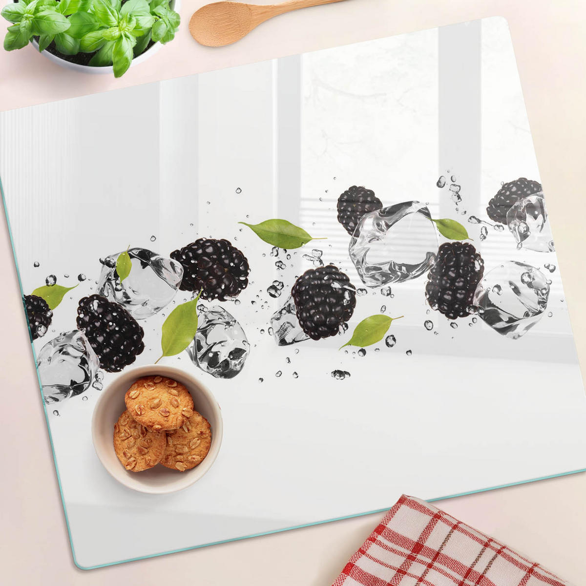 GLASPLATTE 60x52 cm Kirschwasser - Schwarz, Glas (60/0.4/52cm) - TULUP
