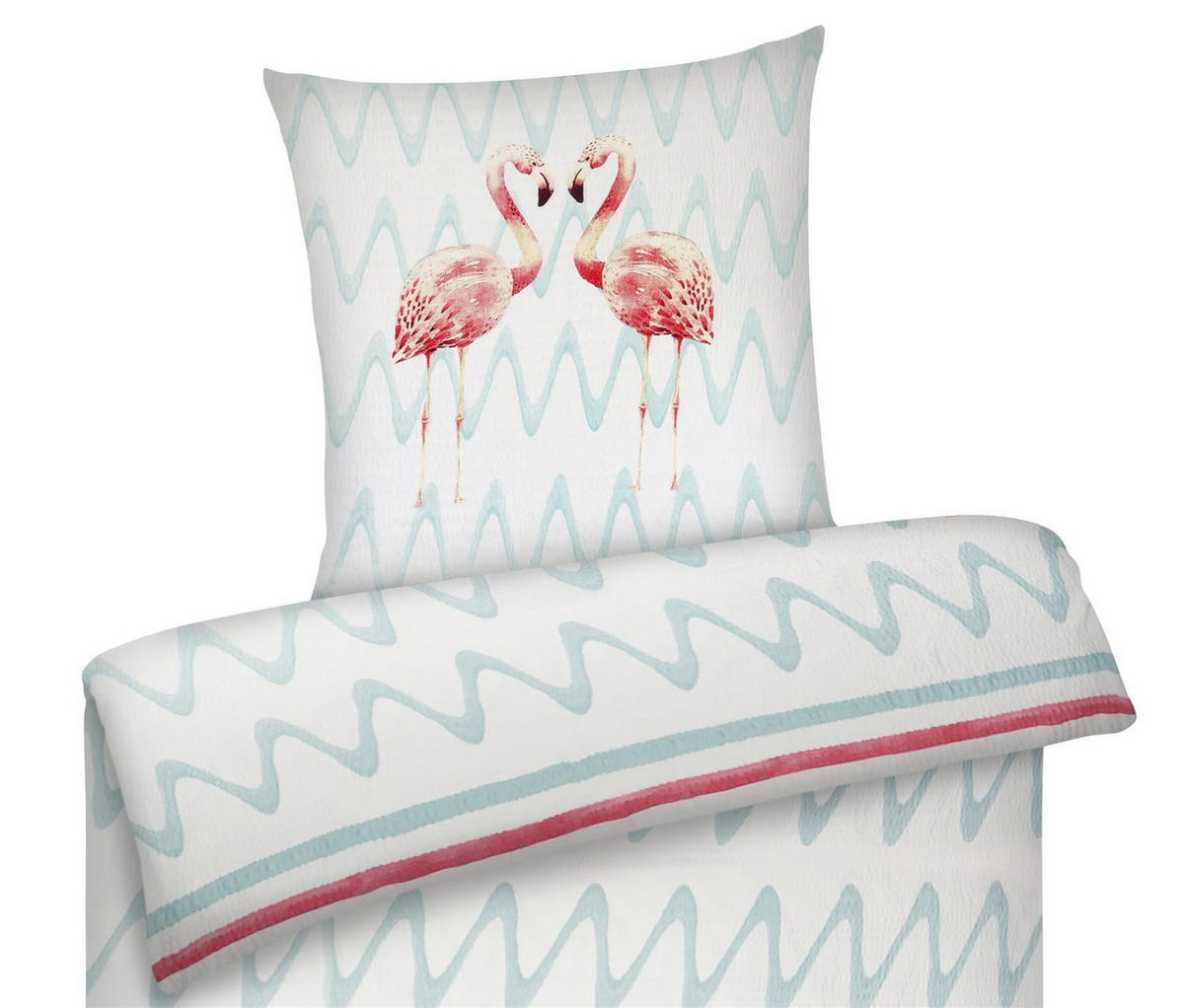 SEERSUCKER-BETTWÄSCHE 135x200 Flamingo Sommer Bettbezug Bügelfrei aus 100% Baumwolle, Bettbezüge Tier Muster - Multicolor, Textil (135/200cm) - Carpe Sonno