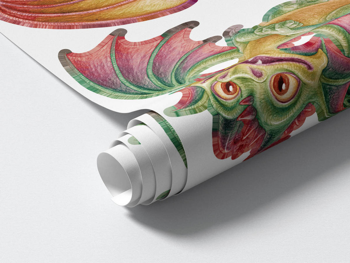 WANDAUFKLEBER 130x111cm - Kleine Drachen - Multicolor, Kunststoff (130/111/0.1cm) - Wallfluent