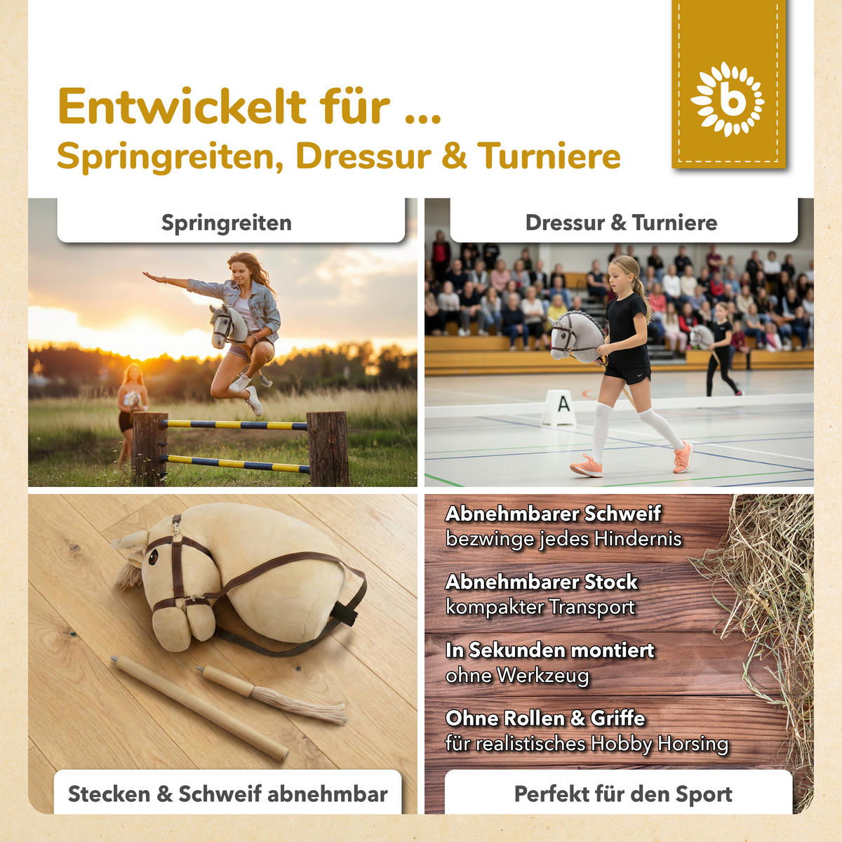 HOBBY-HORSE beige - Größe M - Beige, Textil (35/79cm) - Bieco Spielwaren