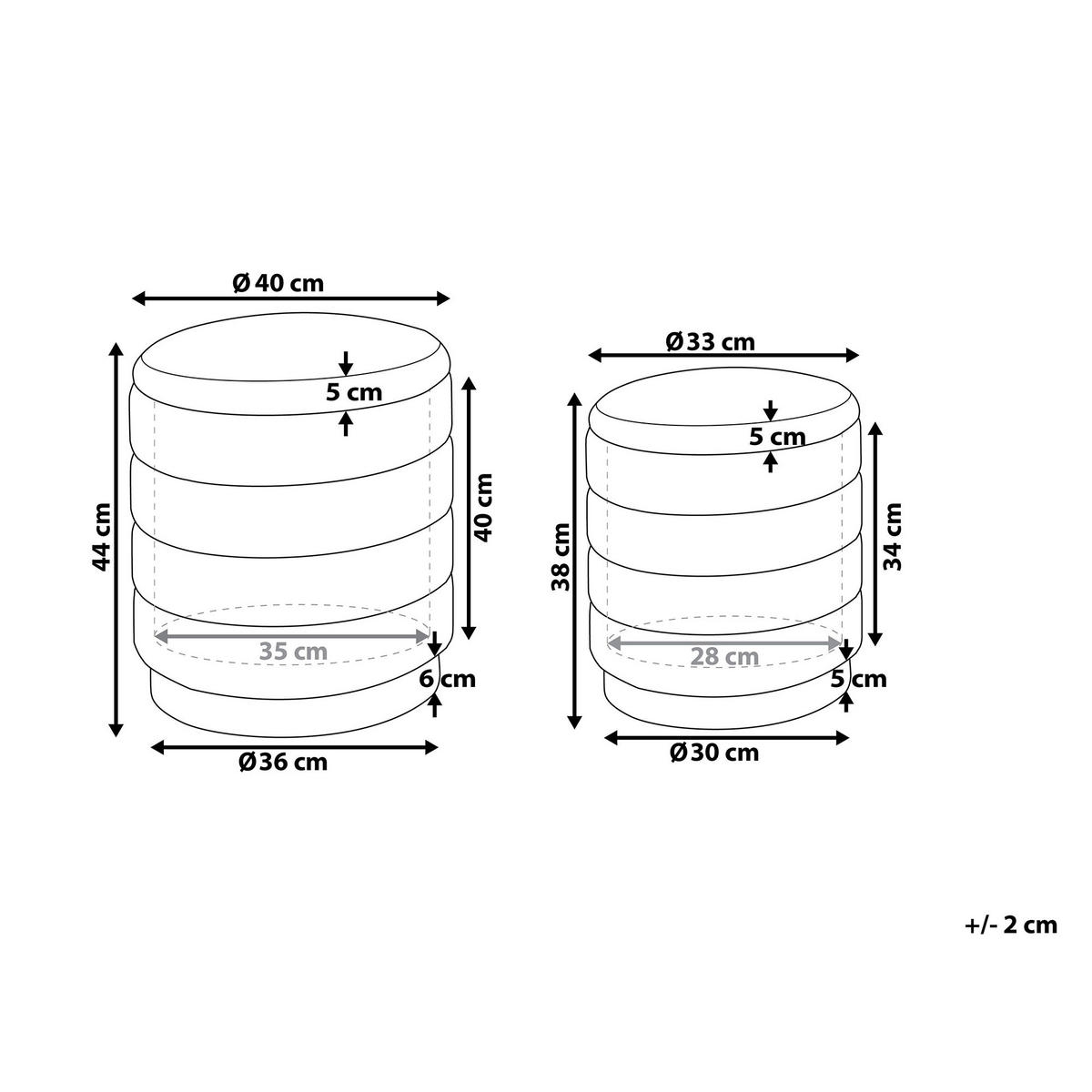 POUF Garland 40-33/40-33/44-38 cm - Pink, Textil (40/38/40cm) - Beliani