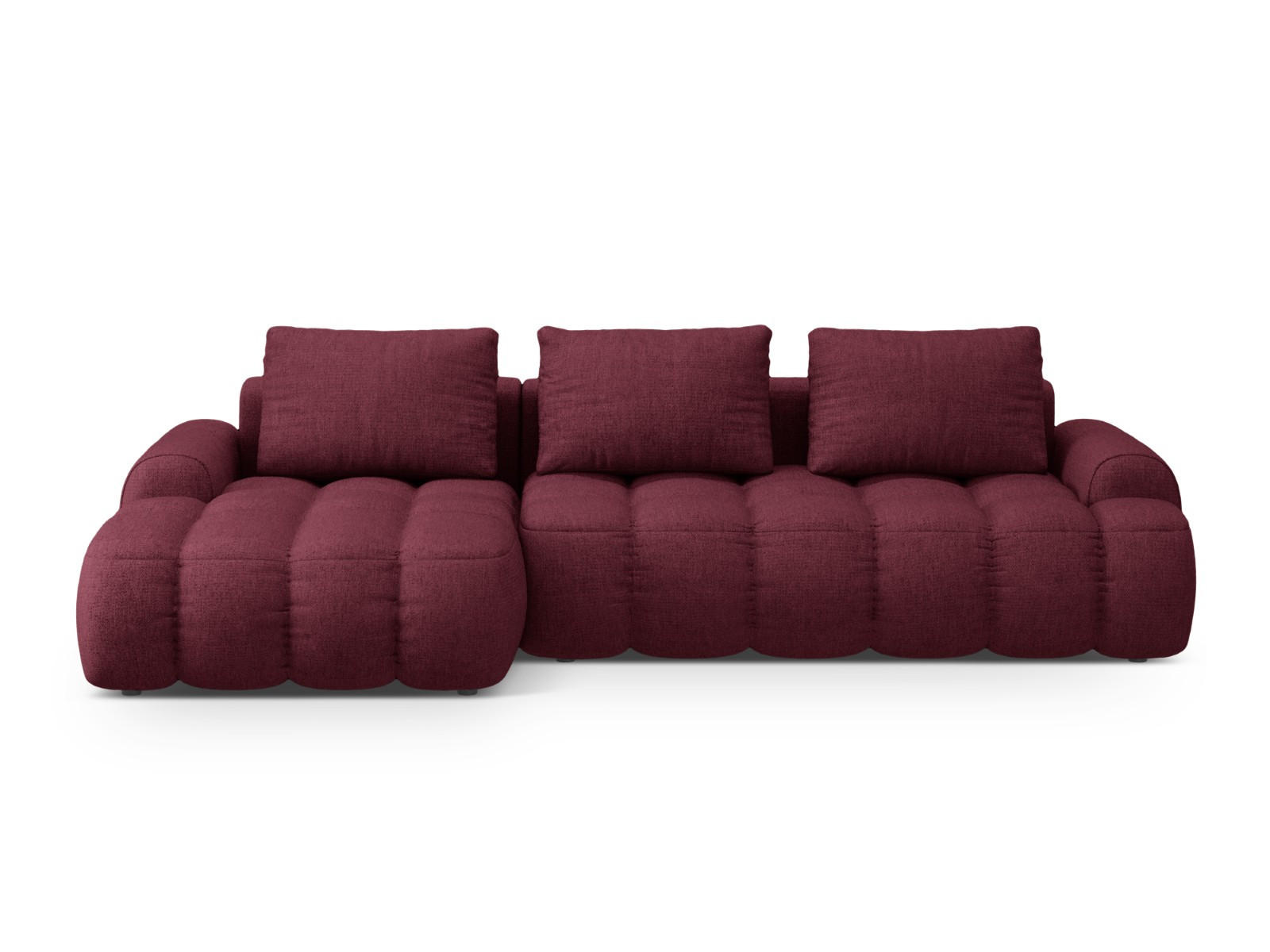 AUSKLAPPBARES-ECKSOFA links mit Container Linz aus strukturiertem Stoff burgundfarben 3 Sitzplätze - Bordeaux, Textil (142/275cm) - Cosmopolitan Design