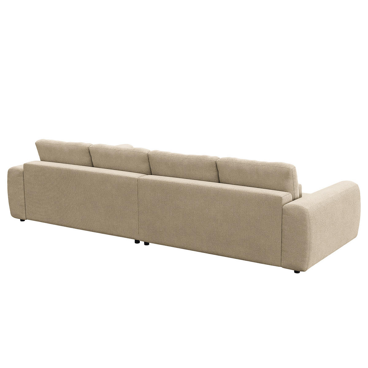 ECKSOFA mit XXL-Longchair - Beige/Schwarz, Kunststoff/Textil (323/182cm) - home24