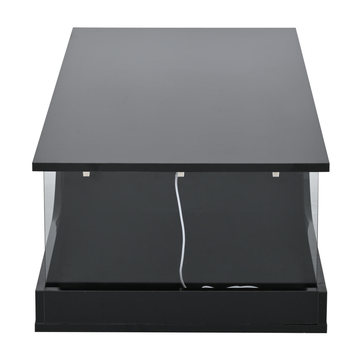 COUCHTISCH 100/50/30 cm schwarz mit 2 Schubladen und LED-Beleuchtung - Schwarz, Holzwerkstoff (100/50/30cm) - OKWISH