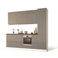 KÜCHENZEILE 300 cm - Aspen KA5-M300 - in Grau/Hochglanz - Grau, Holz (300/212/58cm)