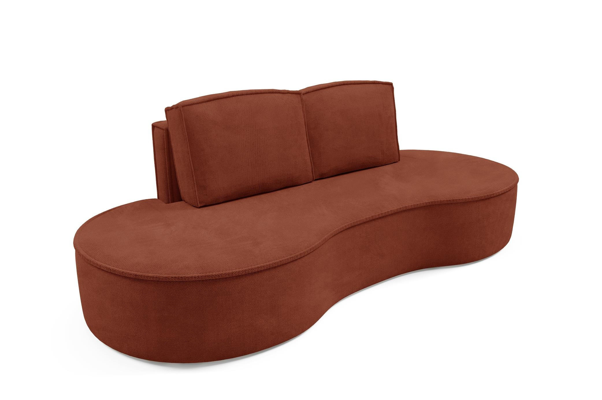 SOFA Flow Rot, mit Kissen in Curio Stoff - Rot, Holzwerkstoff (234/88/101cm) - Bettso