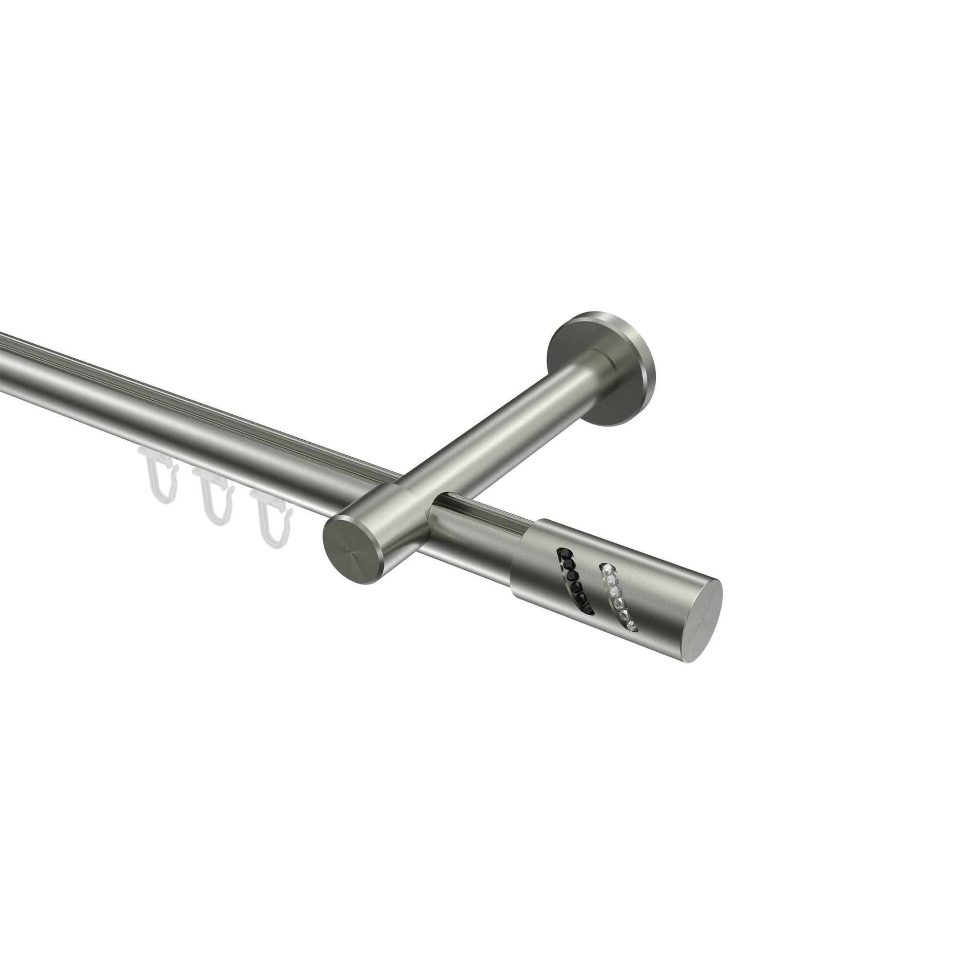 INNENLAUF-GARDINENSTANGEN-SET Prestige Zoena 280 cm (geteilt in 2 x 140 cm), 1-läufig, 20 mm Ø Edelstahl-Optik - Edelstahlfarben, Metall (280cm) - INTERDECO