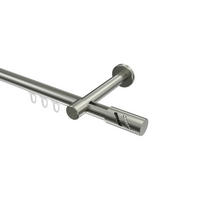 INNENLAUF-GARDINENSTANGEN-SET Prestige Zoena 320 cm (geteilt in 2 x 160 cm), 1-läufig, 20 mm Ø Edelstahl-Optik - Edelstahlfarben, Metall (320cm) - INTERDECO