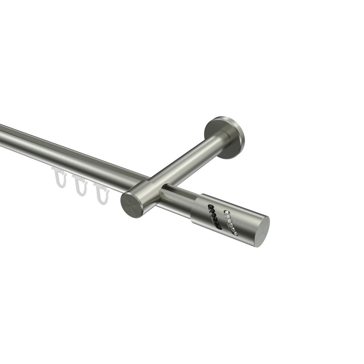 INNENLAUF-GARDINENSTANGEN-SET Prestige Zoena 320 cm (geteilt in 2 x 160 cm), 1-läufig, 20 mm Ø Edelstahl-Optik - Edelstahlfarben, Metall (320cm) - INTERDECO