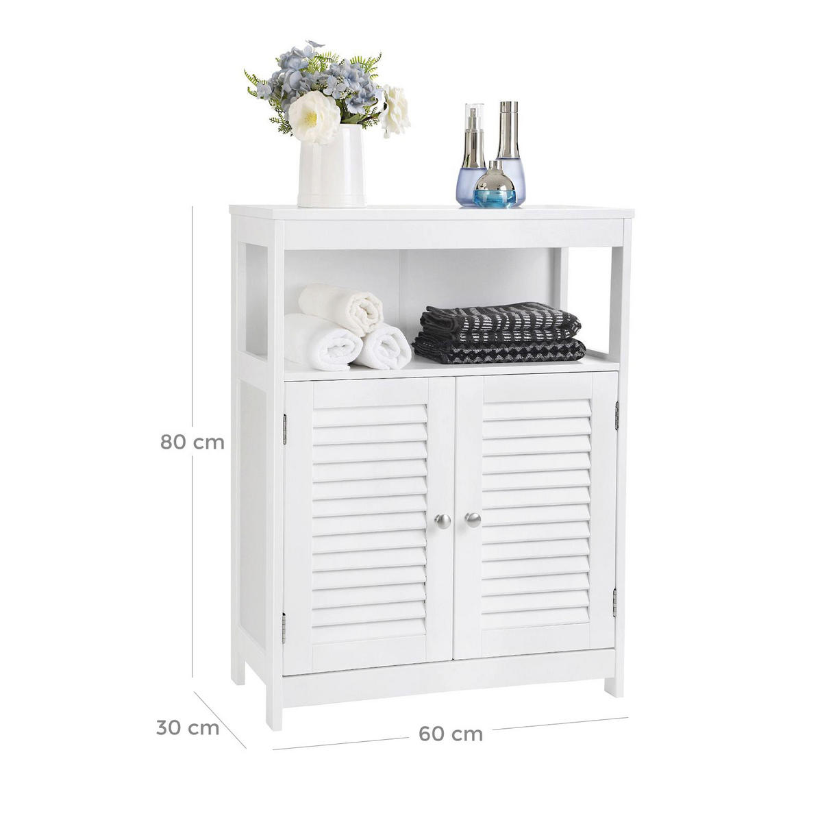 BADEZIMMERSCHRANK BADEZIMMERREGAL - Weiß, Holzwerkstoff (80/30/60cm) - Hansiro