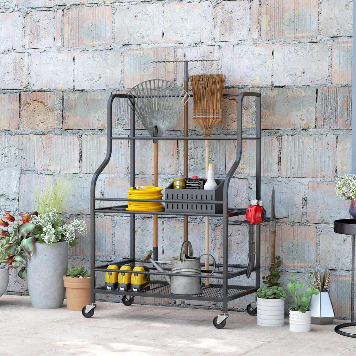 GARTENREGAL DE-13807 Schwarz - Schwarz, Metall (40/97/77cm) - ComfortXL