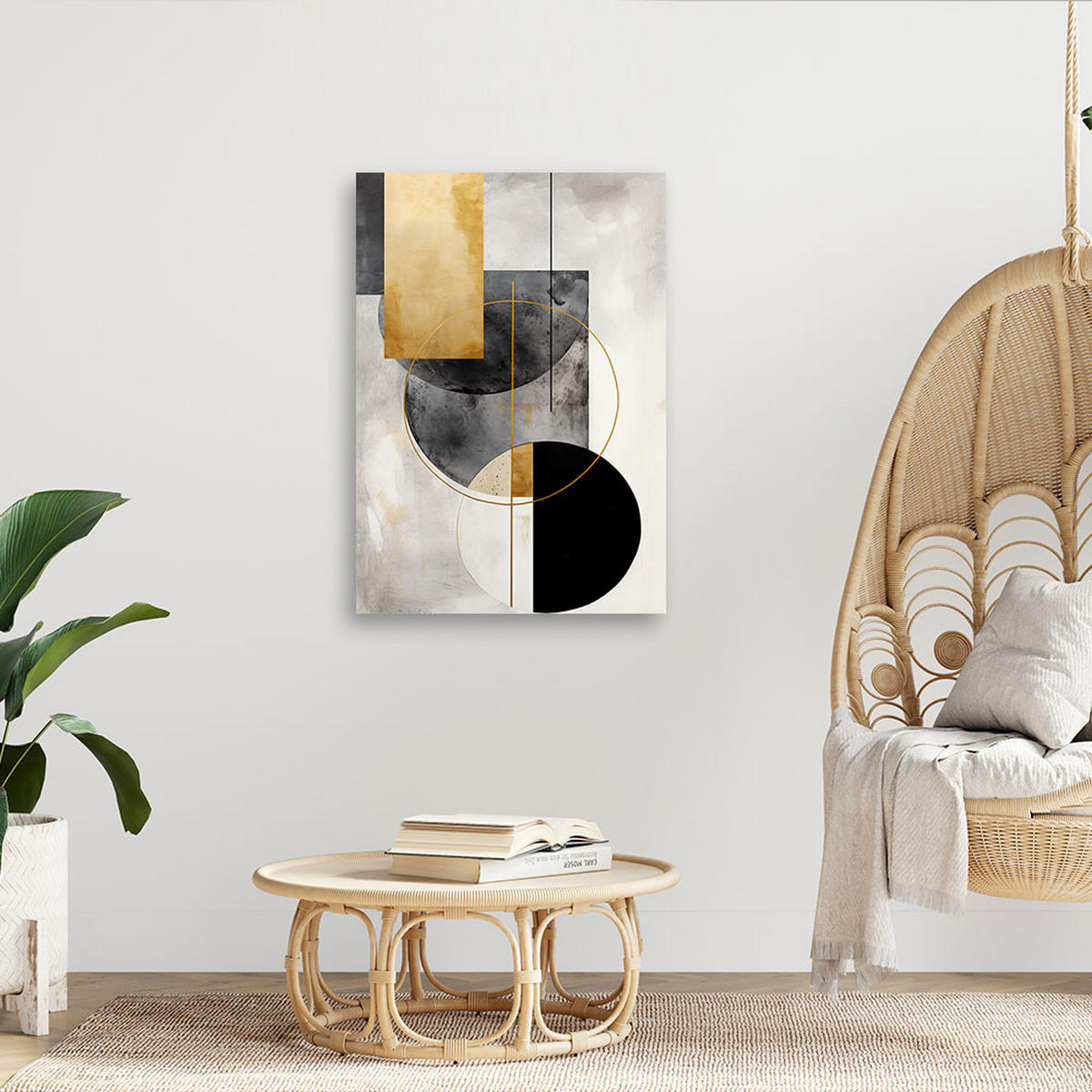 WANDBILD geometrischer minimalismus - Goldfarben, Textil (40/60cm) - Feeby