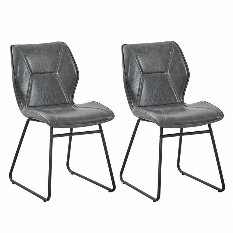 ESSZIMMERSTÜHLE 2er-Set Kunstleder mit Metallgestell Grau - Grau, Metall (47.5/81.5/60cm) - Meubliv