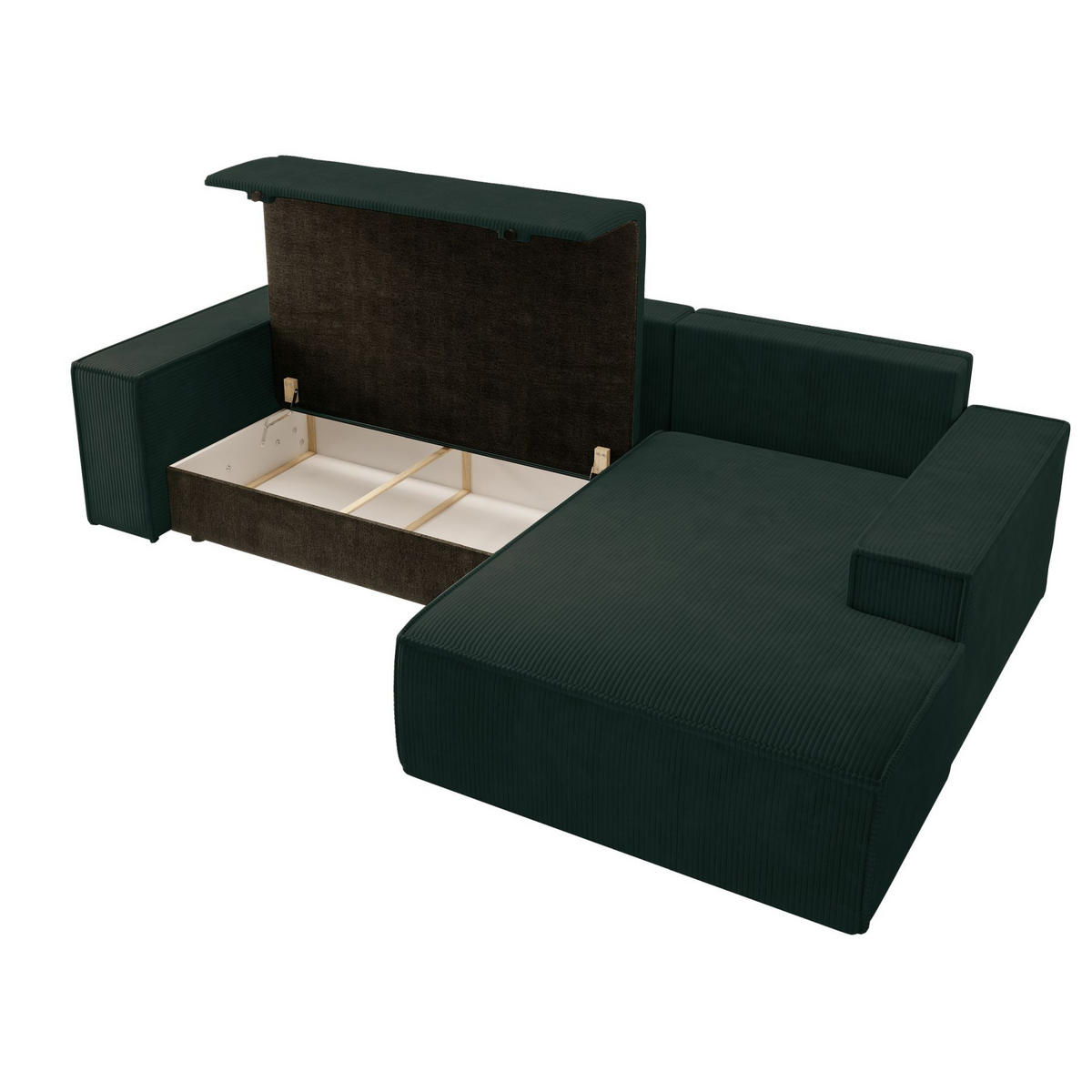 ECKSOFA Farese Dunkelgrün Cordbezug - Schwarz/Grün, Kunststoff/Textil (267/167cm) - Selsey