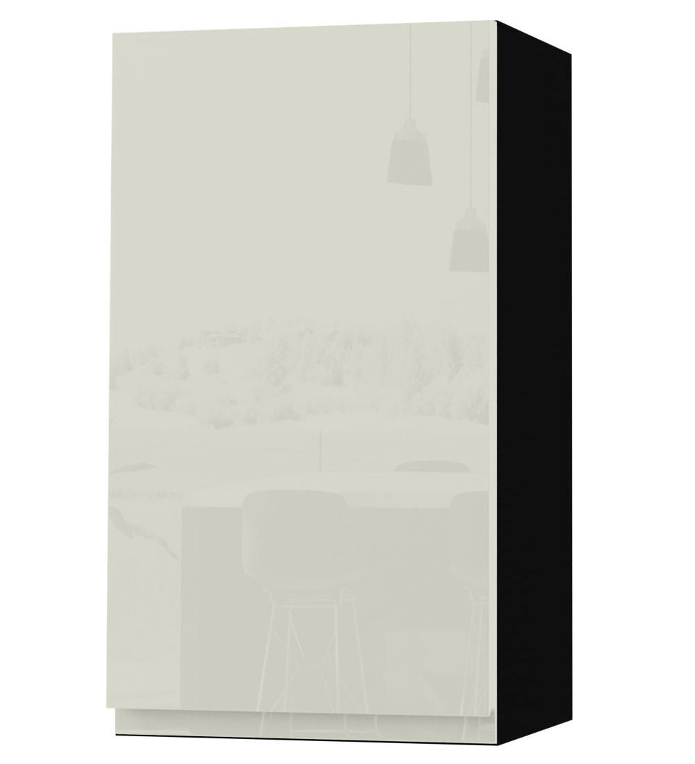 Feldmann-Wohnen Hängeschrank Weiß Hochglanz, Schwarz 40x72x32.5 cm