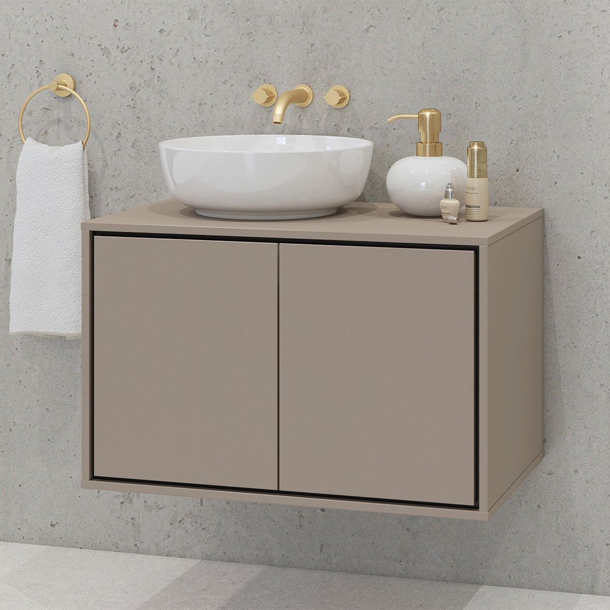 SKRINKA POD UMÝVADLO 78cm Sophéa Krtko - taupe, kompozitné drevo (78/50.8/48cm) - Petits-meubles