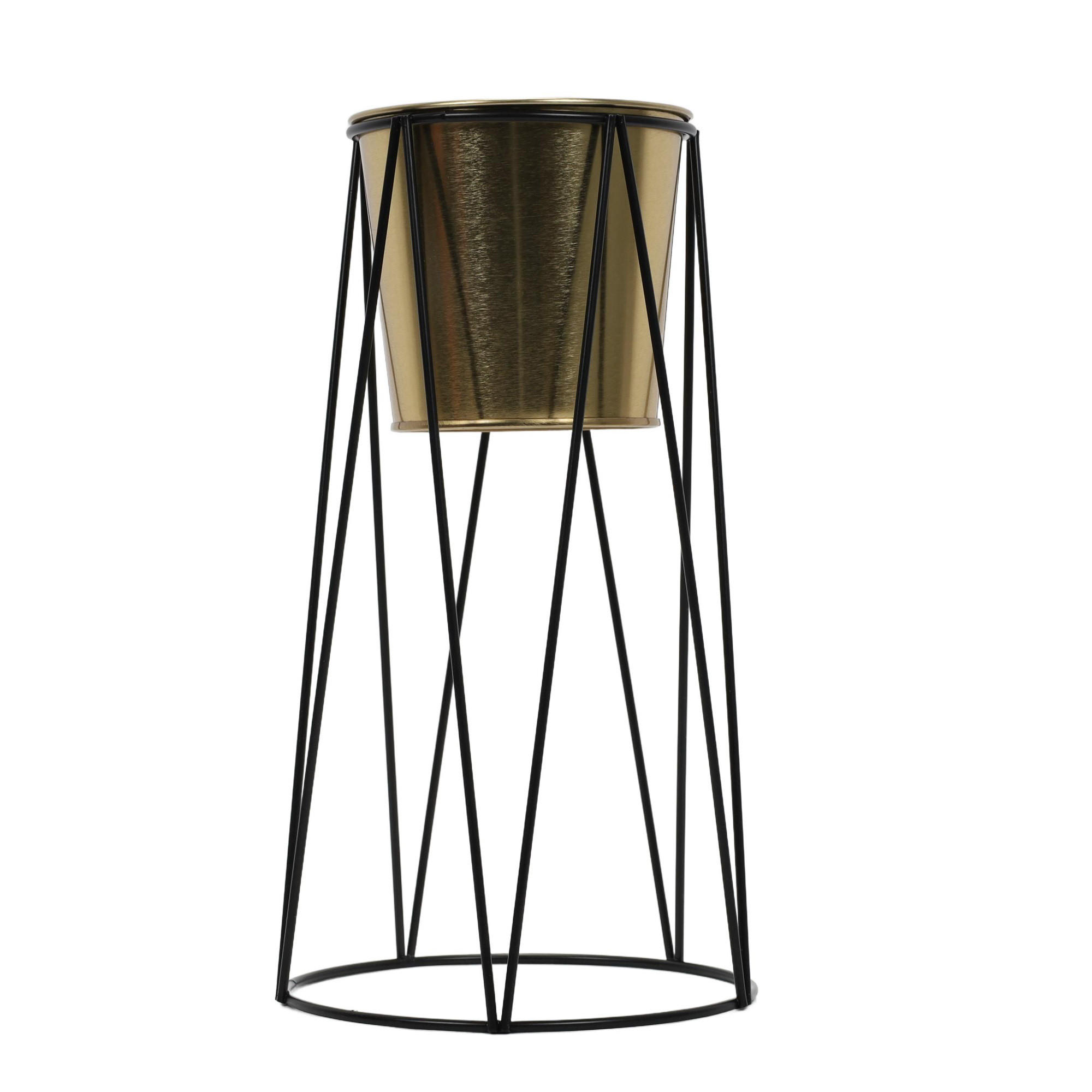 BLUMENTOPF mit Ständer - Goldfarben, Metall (16/28cm) - Home Styling Collection