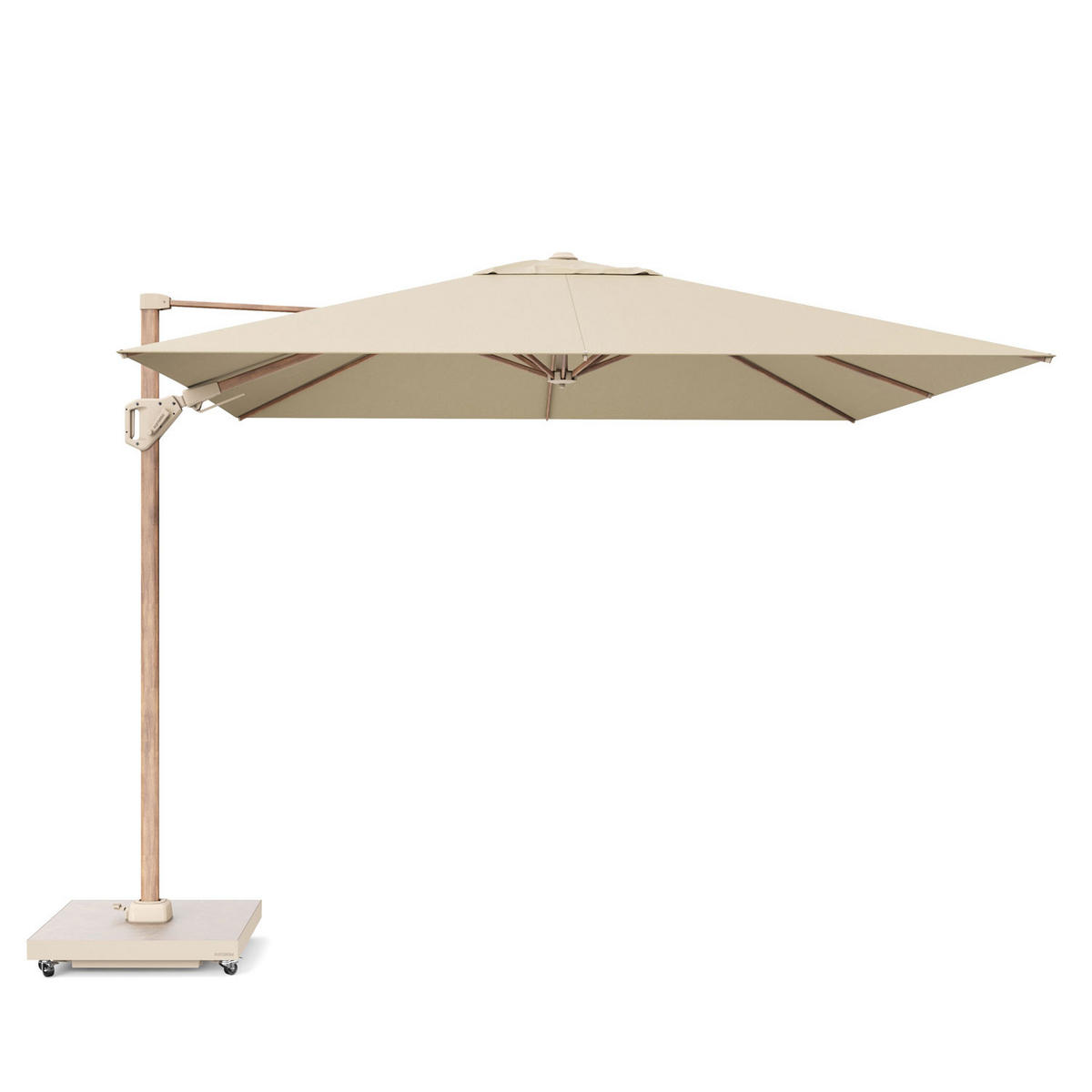 AMPELSCHIRM quadratisch 3 x 3 m Challenger T² Premium 360° kippbar natur/teak - Creme, Metall (300/300cm) - Platinum
