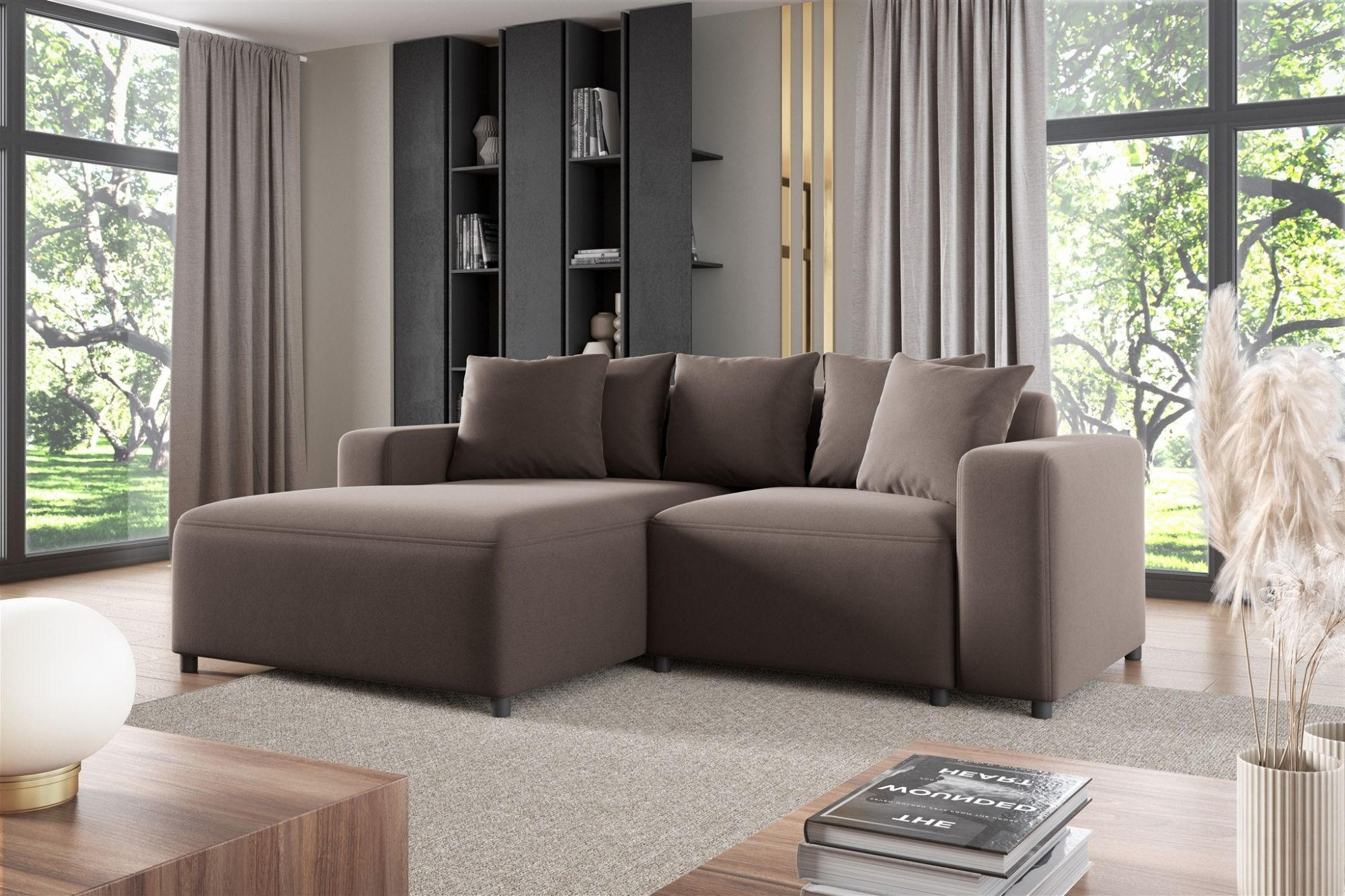 ECKSOFA Megan Xs In Salvador - Braun, Holzwerkstoff/Textil (240/165cm) - Fun Möbel