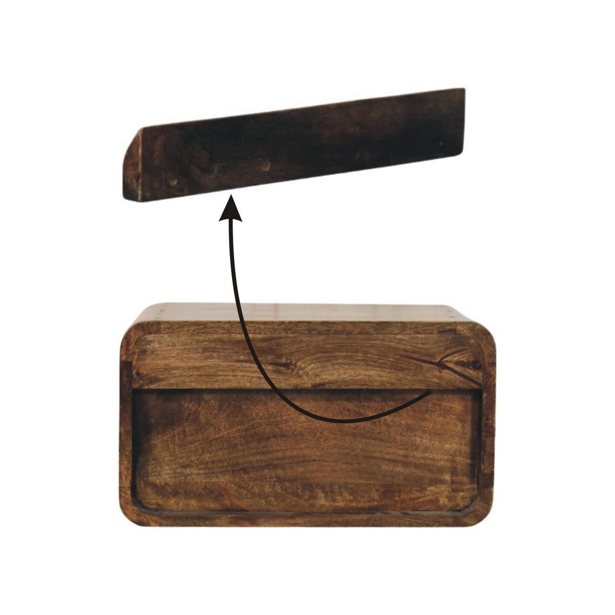 NACHTTISCH Abgerundete Kante, 1 Schublade in Braun - Dunkelbraun/Messingfarben, Holz/Metall (45/25/32cm) - Artisan Furniture