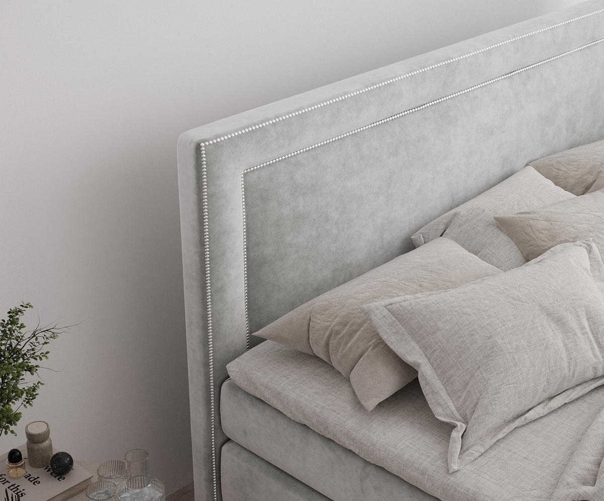 BOXSPRINGBETT Luxora Hellgrau 180/200 cm - Hellgrau/Schwarz, Holz/Holzwerkstoff (180/200cm) - Maison de Reve