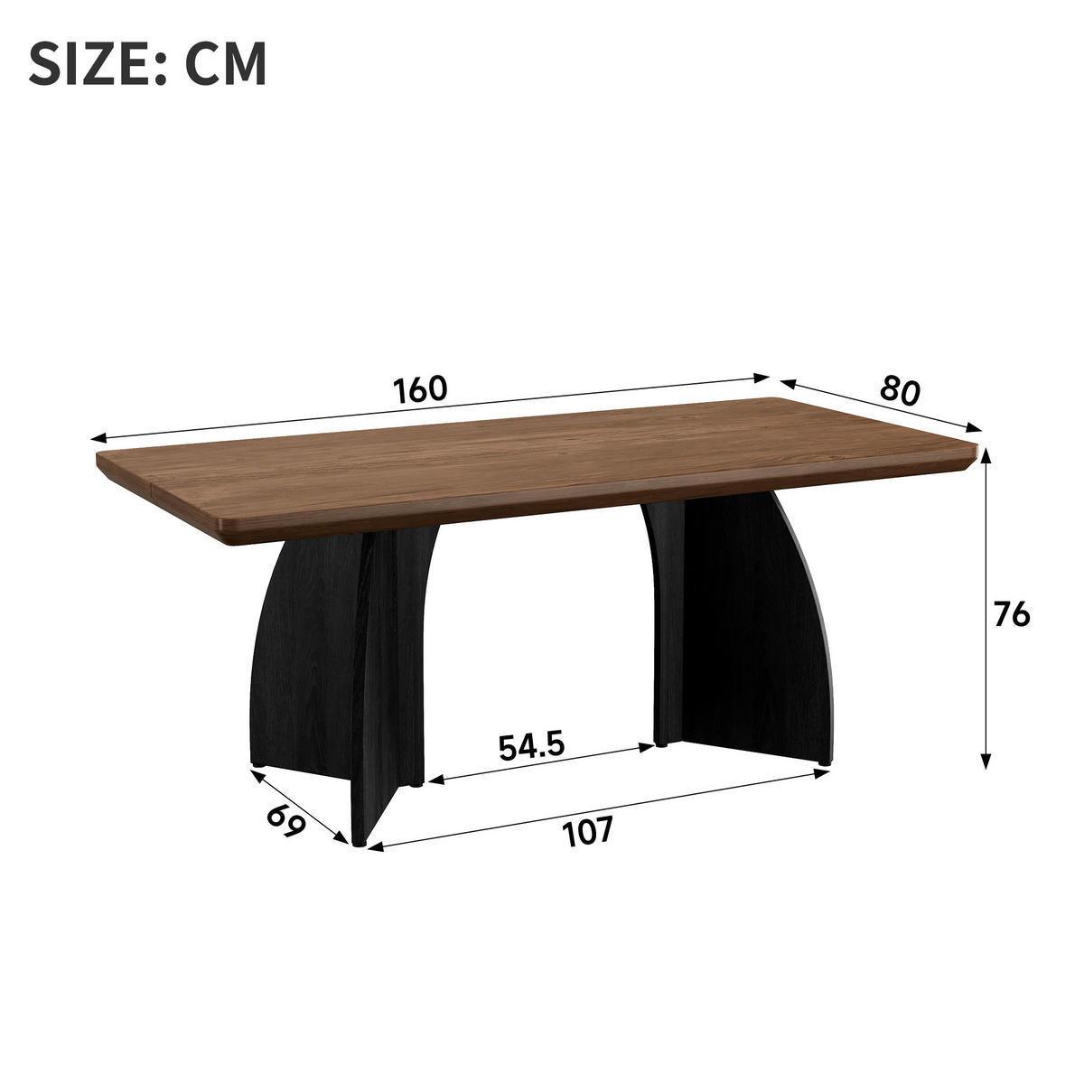 ESSTISCH 160x80cm Walnuss 4cm Tischplatte Wasserfest - Walnussfarben, Holzwerkstoff (80/160/76cm) - FLIEKS