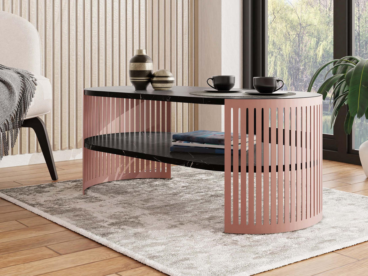 COUCHSITCH Fikoli Oval Ember I - Messingfarben/Schwarz, Holzwerkstoff/Metall (100/50/40cm) - MIRJAN24