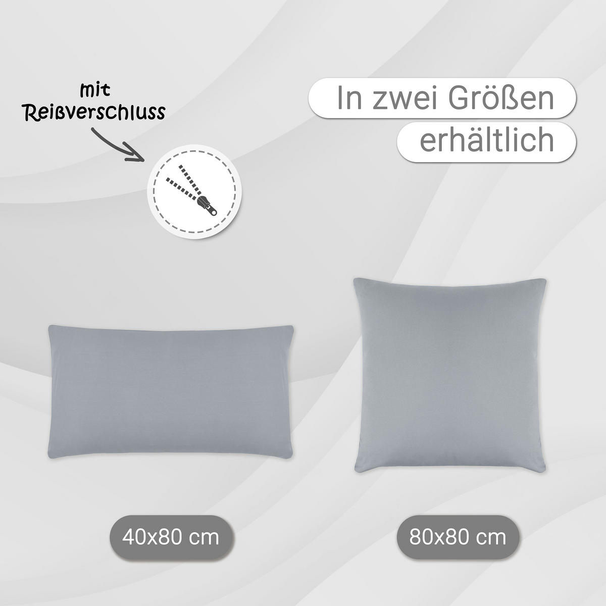KISSENBEZUG, 2er-Set, 80x80 cm, 100% Baumwolle, Grau - Grau, Textil (80/80cm) - Zollner