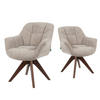 DREHSTUHL Mika-Nele 2er-Set - Beige/Nussbaumfarben, Eichenholz/Holz (65/81/66cm) - DUBI Möbel
