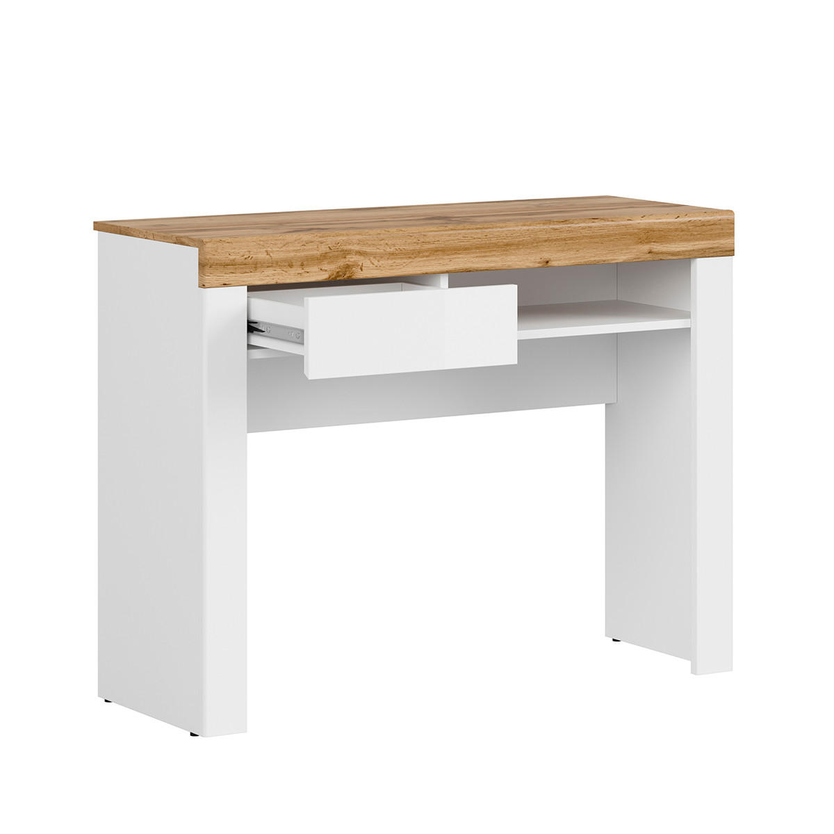 KONZOLOVÝ STOLÍK Hella Biela a drevo - biela, kompozitné drevo (40/106/82cm) - Petits-meubles