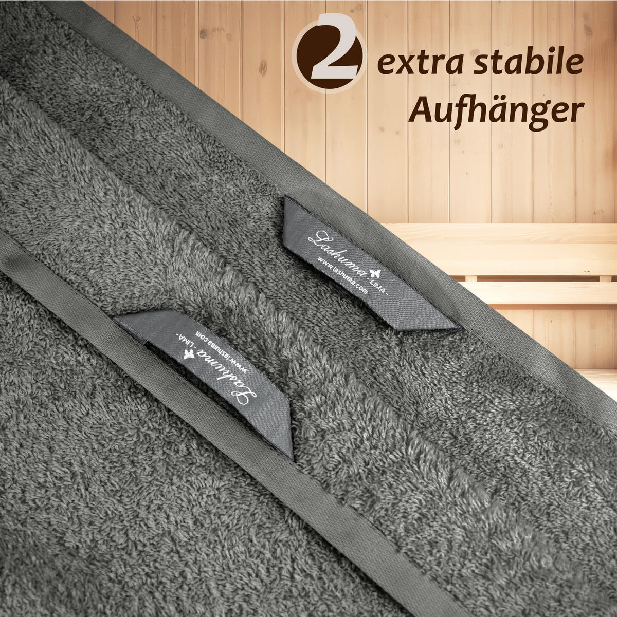 SAUNAHANDTUCH Lima Dunkelgrau 100x200 cm - Dunkelgrau, Naturmaterialien (100/200cm) - Lashuma