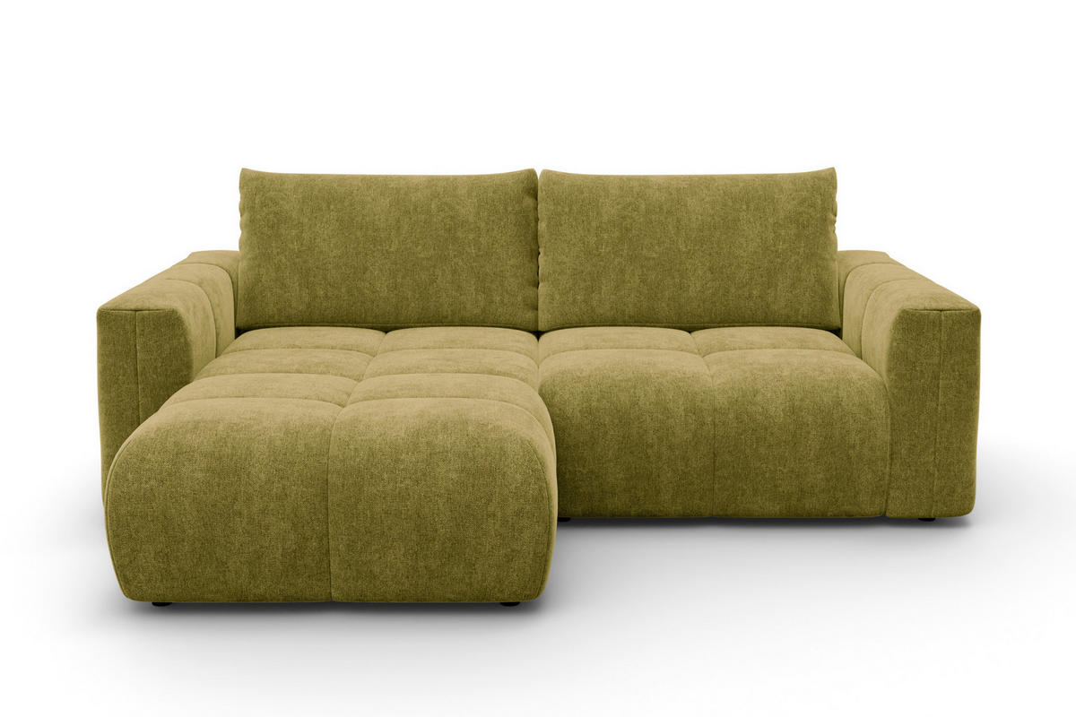 ECKSOFA VERONA 3-Sitzer links, Khaki - Schwarz/Grün, Holz/Textil (224/173cm) - Courtois Laville