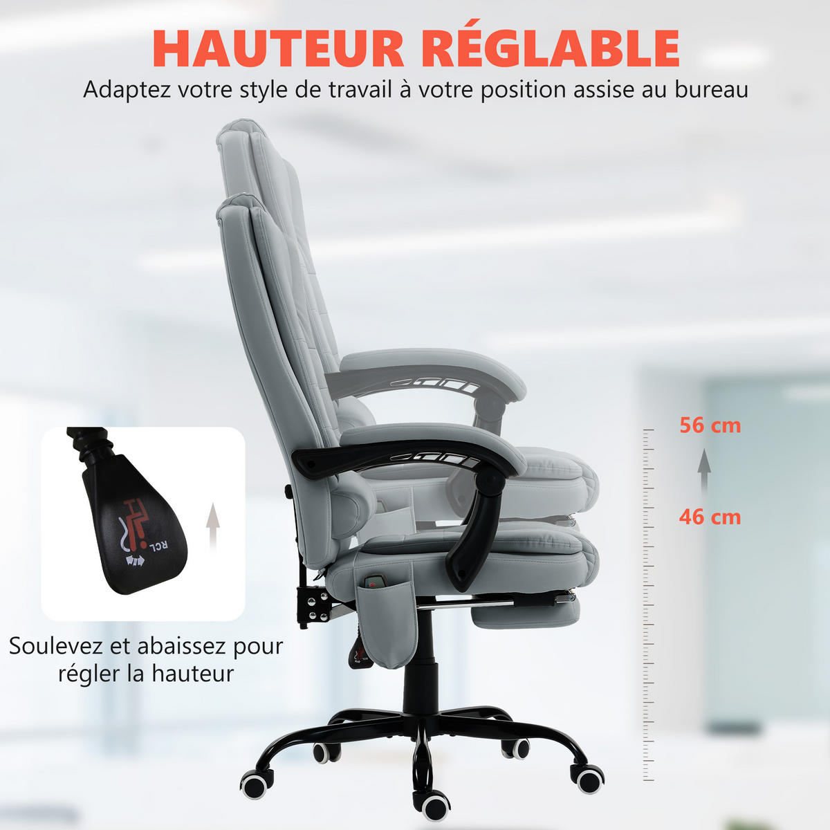 CHEFSESSEL DE-11832 7-Punkt-Massage & 155° Neigung Grau - Grau, Metall (79/121/67cm) - ComfortXL