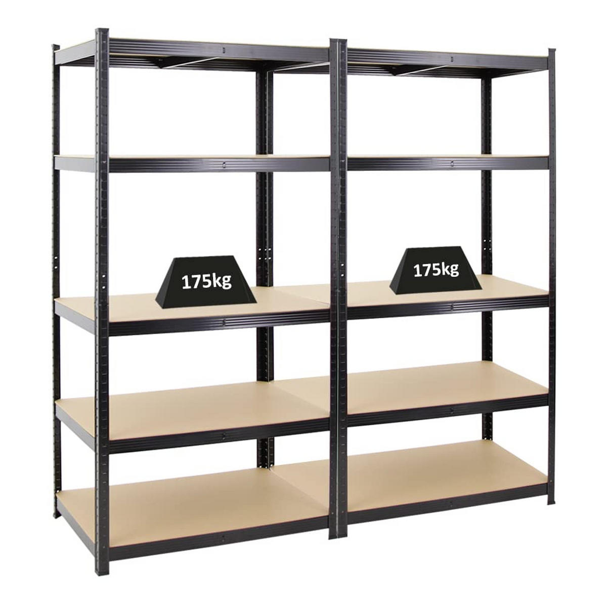 SCHWERLASTREGAL Taurus 2er-Set mit 2x 180x90x60 cm Fachlast 175 kg Schwarz - Schwarz, Metall (180/180/60cm) - PROREGAL