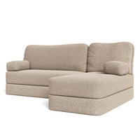 ECKSOFA SABI modulares Boneless Sofa mit Schlaffunktion Beige Boucle-Stoff - Beige, Textil (200/120cm) - MASSENO