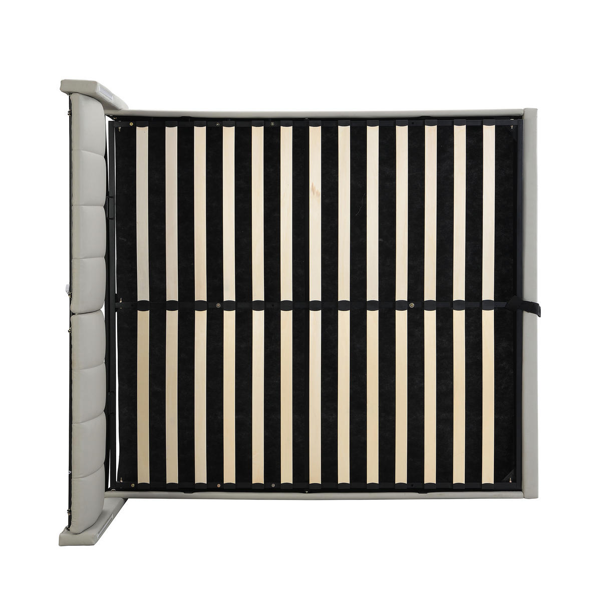 ČALOUNĚNÁ postel 140/190 cm z PU v bílé barvě, s LED osvětlením, USB a úložným prostorem - šedá, plast (140/190cm) - BEAOK